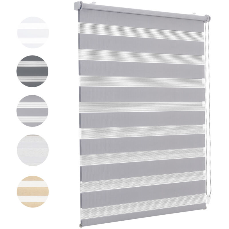 Sekey Doppelrollo 80x220cm Grau Duo Rollo Klemmfix ohne Bohren Zebrarollo Fensterrollo Klemmrollo Seitenzugrollo Rollos Jalousie Faltrollo für
