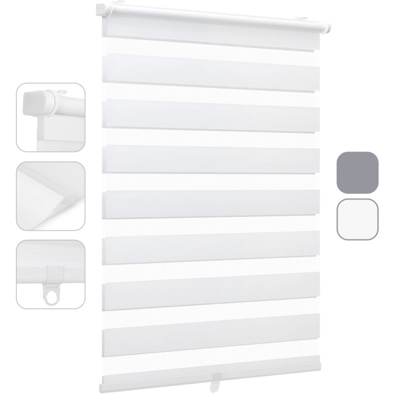 Doppelrollo Duo Rollo Schnurlos Klemmfix ohne Bohren Rollo Faltrollo, ohne Bohren Klemmträger, ohne Kettenzug, sicherer für das Kinderzimmer Weiß