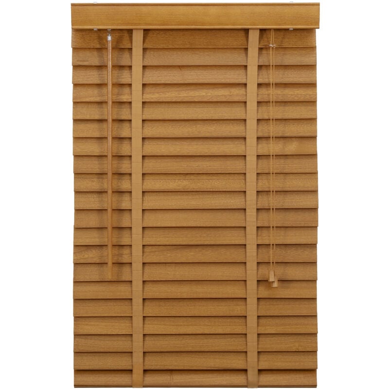 Holzjalousie Eichenfarbe 60x200cm Jalousie 50mm Holz Jalousie Holzmaserung Jalousette Echtholz - Sekey