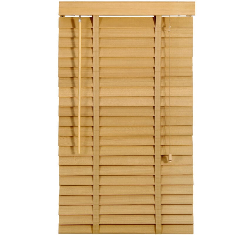 Holzjalousie Naturholzfarbe 60x200cm Jalousie 50mm Holz Jalousie Holzmaserung Jalousette Echtholz - Sekey