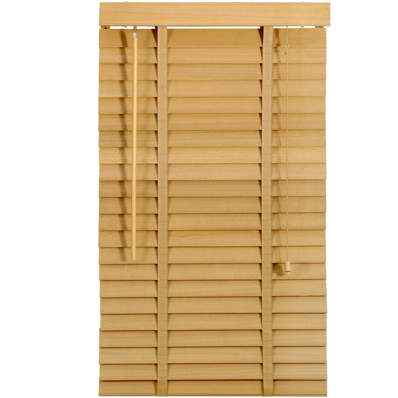 Holzjalousie Naturholzfarbe 100x180cm Jalousie 50mm Holz Jalousie Holzmaserung Jalousette Echtholz - Sekey