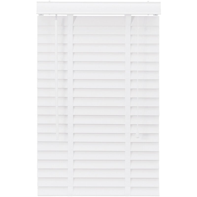 Sekey Holzjalousie Weiß 80x200cm Jalousie 50mm Holz Jalousie Holzmaserung Jalousette Echtholz