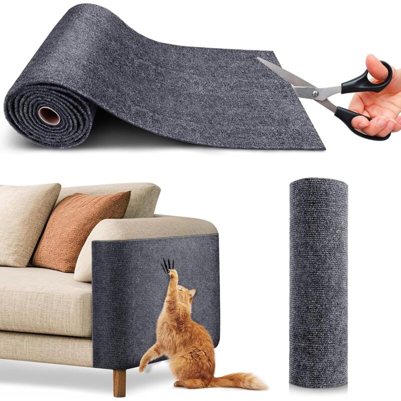 Selbstklebende Antikratzfolie für Sofas, 200 x 40 cm, Möbelschutz vor Katzen, Katzenkratzmatte und -band (dunkelgrau)