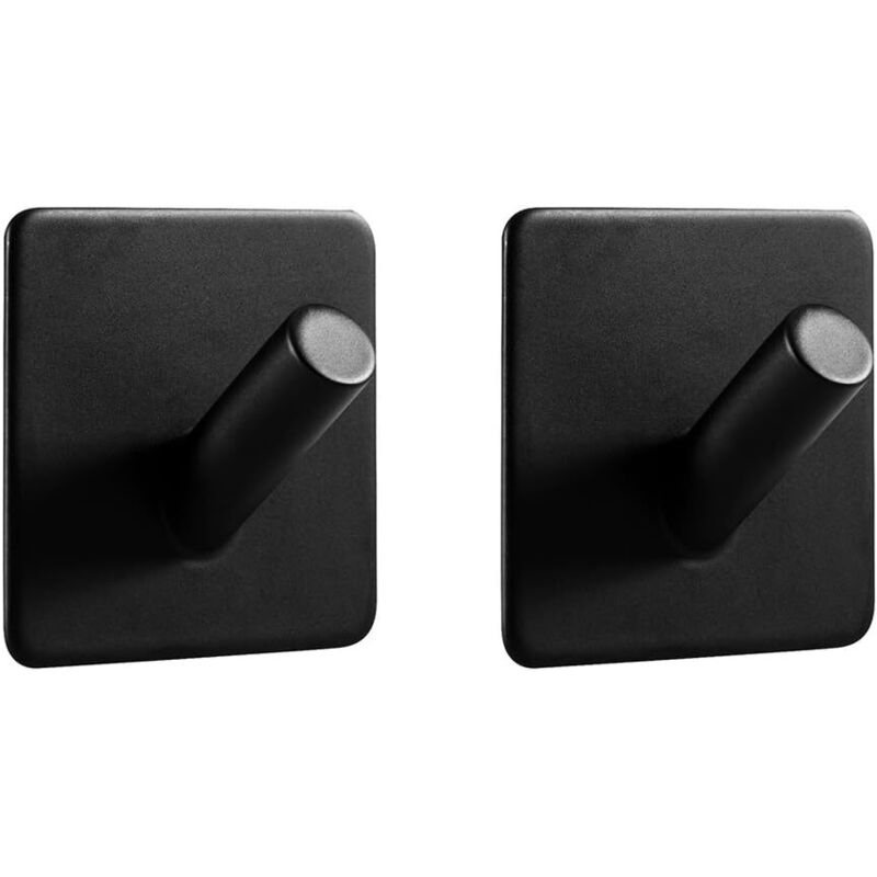 Selbstklebende Edelstahlhaken für Schlüssel und Jacken, stabile Wandhaken, mattschwarz, 2er-Pack