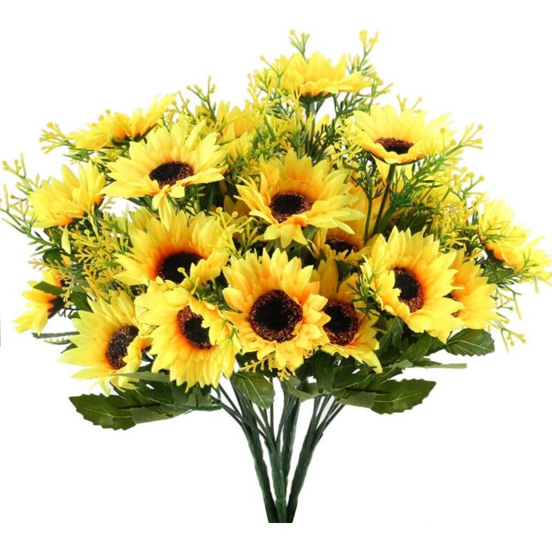 Stück Gelbe künstliche Sonnenblume Kunstblumen Hochwertiger Blumenstrauß aus Kunstblumen für Hochzeiten zur Dekoration von Restaurants, Salons,
