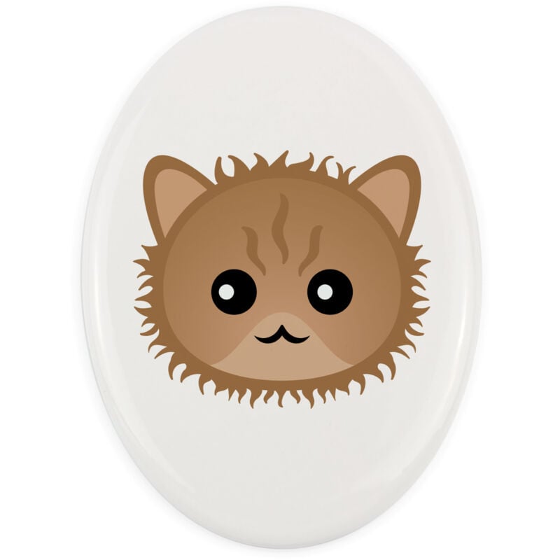 Selkirk Rex - Grabsteinfliese aus Keramik mit Grafik und Inschrift von Art-Dog