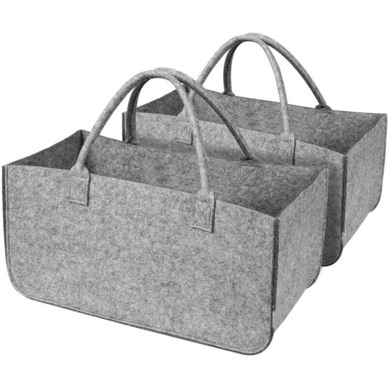 Seltenes 2-teiliges Brennholz-Aufbewahrungsset aus Perlen, Brennholz-Aufbewahrungstasche, graue Brennholztasche