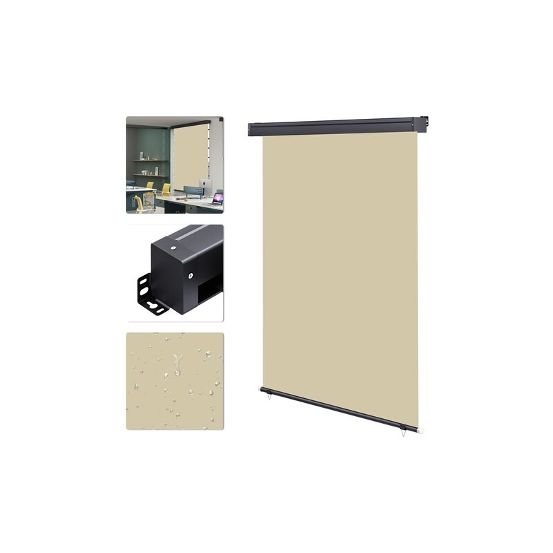 Mucola - Senkrechtmarkise 140x140 cm Markise Seitenmarkise Beige Windschutz Sonnenschutz Seitenrollo Terrassendach Balkonmarkise Schutz