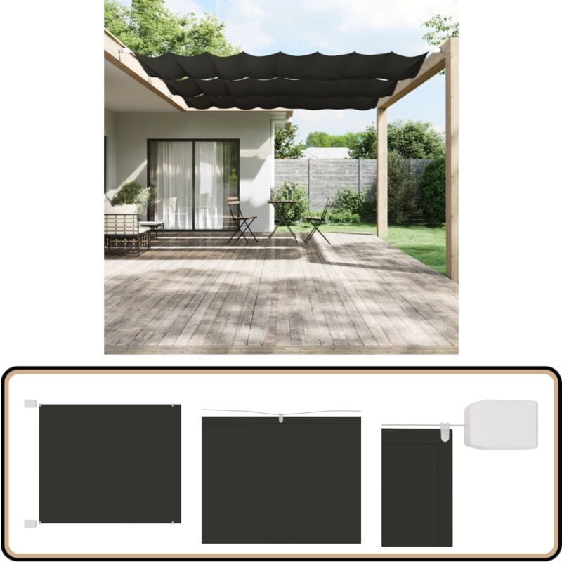 Senkrechtmarkise Anthrazit 140x600 cm Oxford-Gewebe - Balkon Markise - Sonnenschutz - Sichtschutz - Oxford Gewebe - Wasserfeste Markise