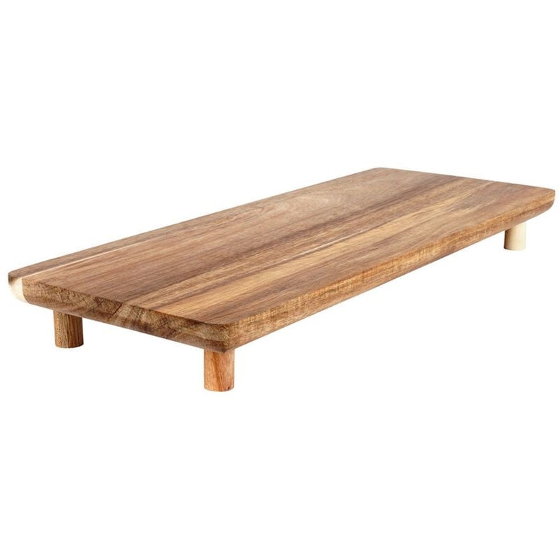 Servierbrett Tablett Holzplatte auf Beinen Snacks Fleisch Käse