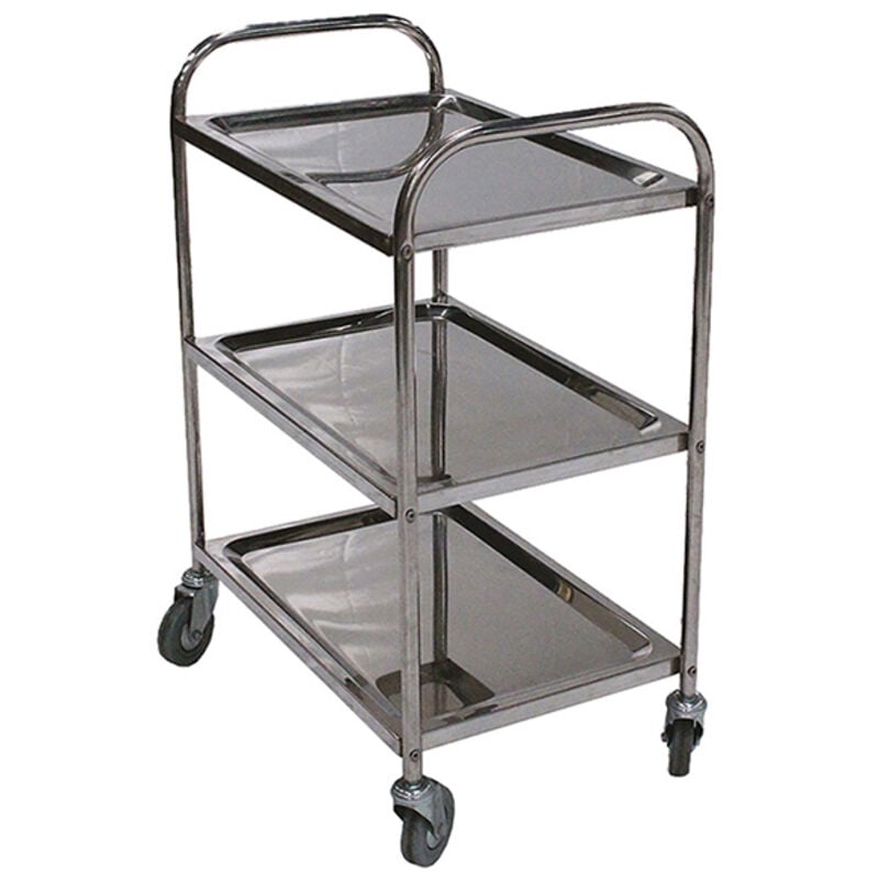 Edelstahl-Servierwagen 3 Platten, max. Belastung 100 kg - SVT3/100