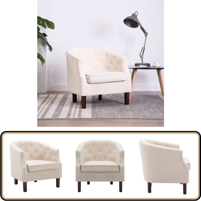 Sessel Beige Stoff - Bequeme Sessel - Design Sessel - Esszimmerstuhl - Wohnzimmerstuhl - Beige Sessel