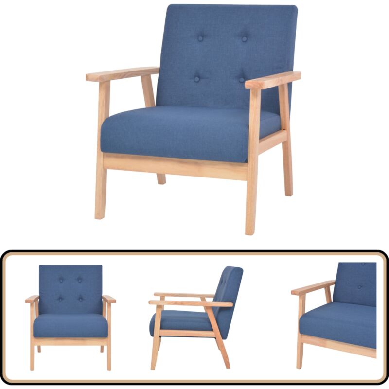 Sessel Blau Stoff - Bequemer Sessel - Lesesessel - Fernsehsessel - Relax Sessel - Blau Sessel