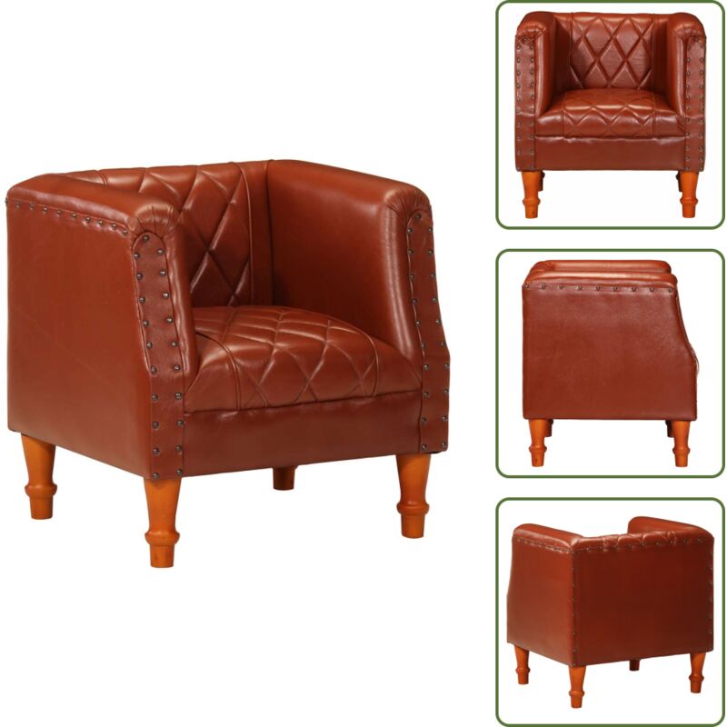 Vidaxl - Sessel Braun Echtes Ziegenleder - Ledersessel - Vintage Stil - Braun - Sessel - Lounge Chair