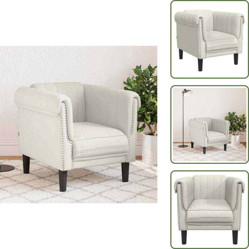 Sessel Creme Samt - Samtsofa - Wohnzimmersofa - Lounge Chair - Cremefarbener Sessel - Gemütlicher Sessel
