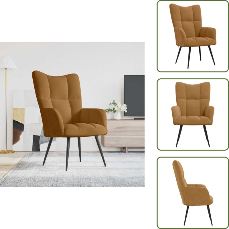 Relaxsessel Braun Samt - Samtsessel - Wohnlounge Sessel - Bequemlichkeit - Sessel Braun - Lounge Chair
