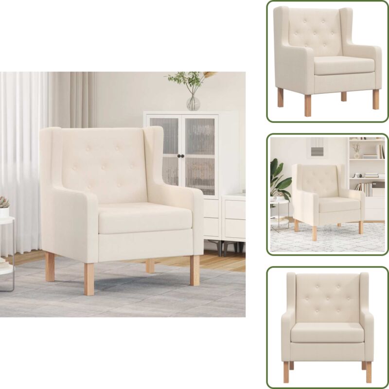 Sessel Cremeweiß Stoff - Bequemer Sessel - Cremefarbener Sessel - Polstersessel - Wohnzimmersessel - Gemütlicher Sessel