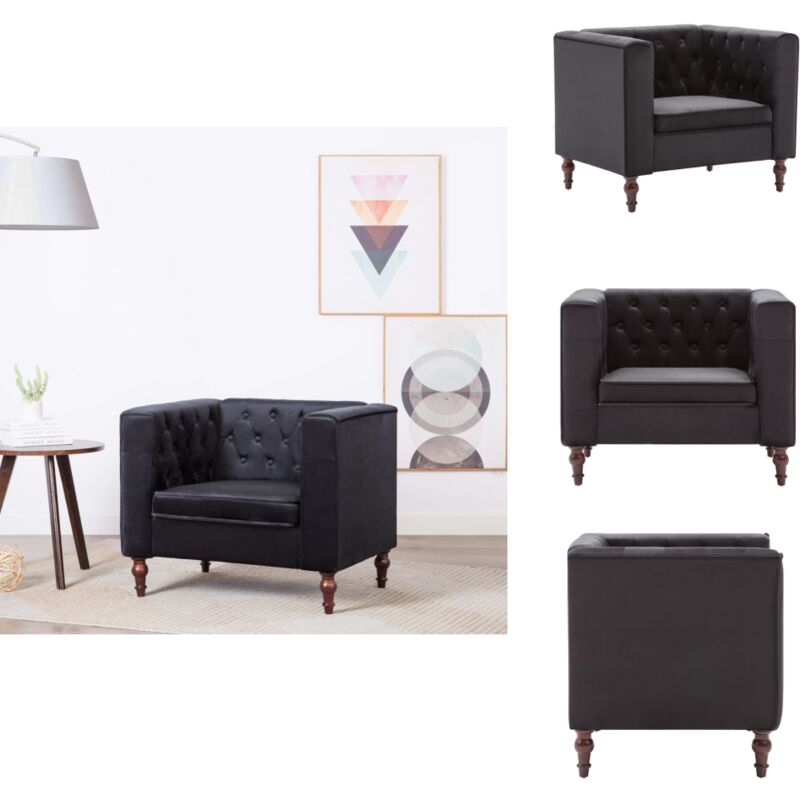 Sessel Schwarz Samt - Samtsessel - Schwarzer Sessel - Lounge Sessel - Esszimmerstuhl - Gemütlicher Sessel