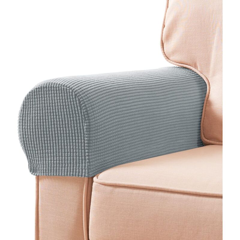 Cyslmuk - Sesselbezüge, 2er-Set, Armlehnenbezüge, Stretch-Spandex-Stoff, wasserdicht, rutschfest, für Sessel, Sofas, Liegesessel (hellgrau)