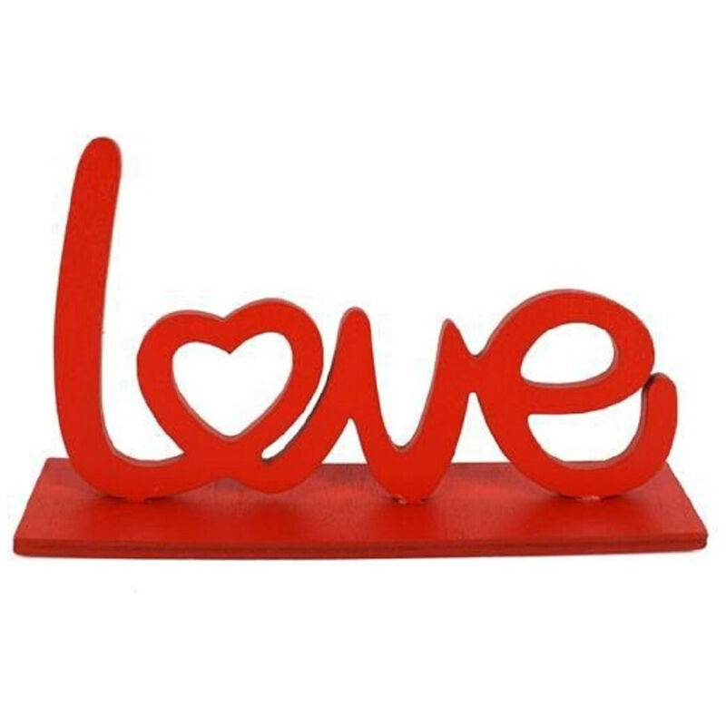 Trade Shop Traesio - Trade Shop - set 2 scritta pezzi legno love 9,5 cm rossa regalien für san valentino -