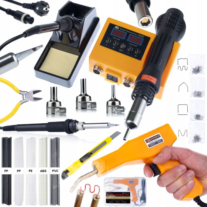 Rosfix Set Orange Husky OH660 – Lötstation 2-in-1 mit Heißluft & Kolben 60 W Kunststoffschweißgerät + 200 Klammern + 5 Kunststoffdrähte Elektronik &