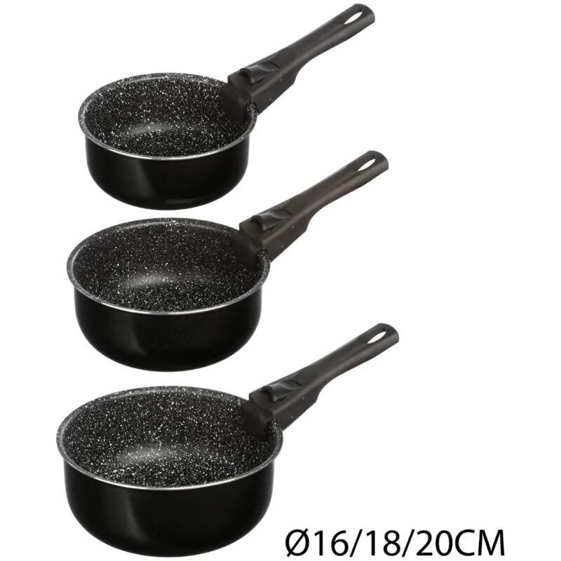 Set 3 Töpfe + abnehmbarer Griff Stein 16/18/20 cm