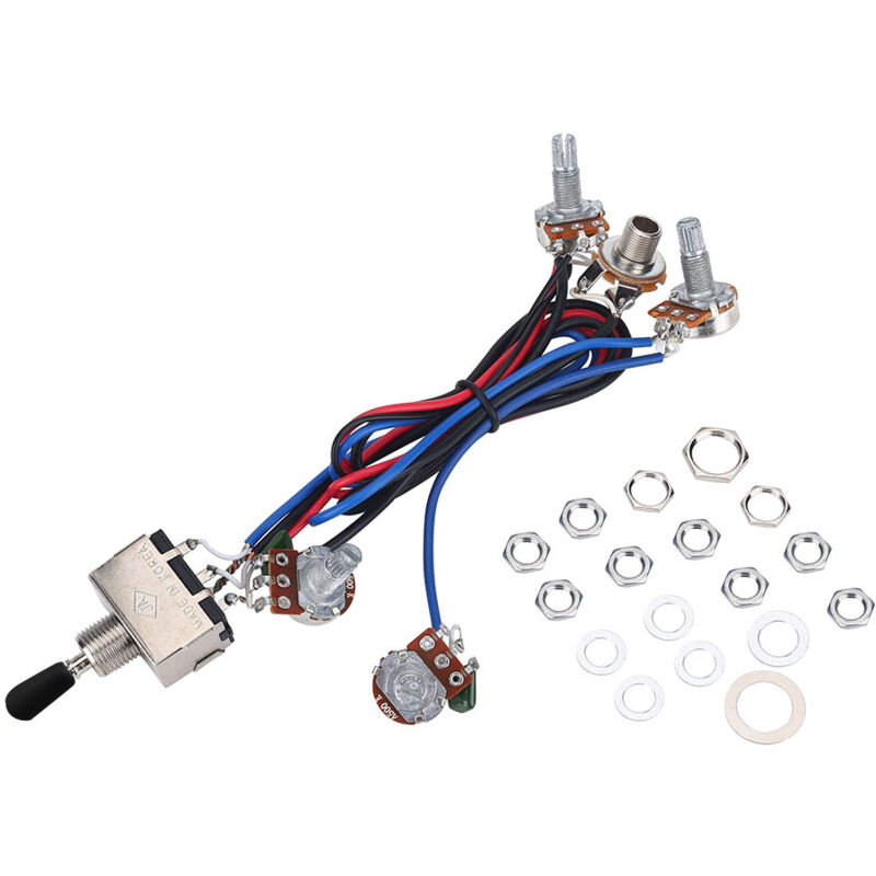 Set aus 2 500K-Potentiometern mit 3-Wege-Wahlschalter und Verkabelung für Les Paul LP-Gitarre