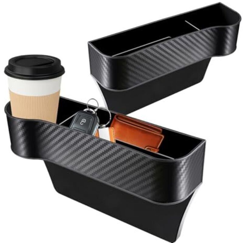 Set aus 2 Aufbewahrungsboxen für die Vordersitze, aus PVC, für Handys, Karten, Münzen und Brillen.
