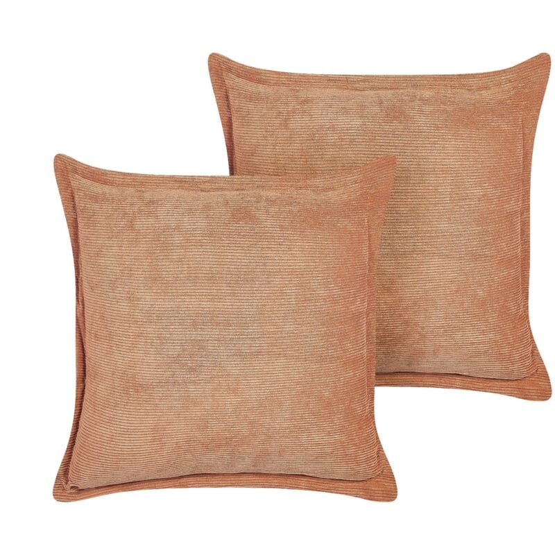 Beliani - Set aus 2 Orange dekorativen Kissen aus Cord 43 x 43 cm Moderne traditionelle Wohnzimmer Schlafzimmer-Kissen