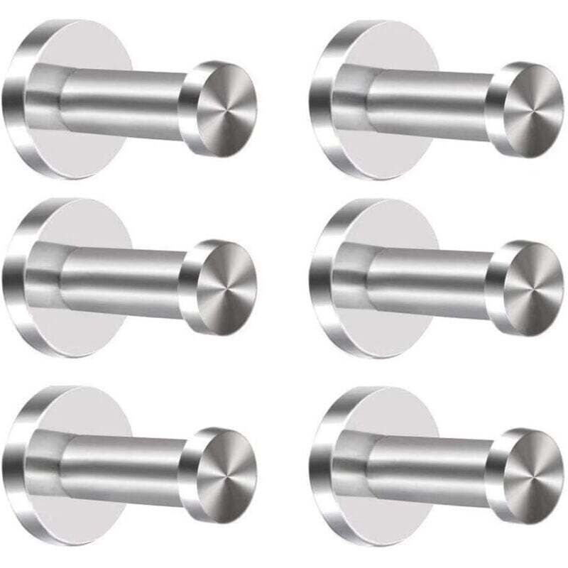 6-teiliges Set Wandhaken aus Edelstahl, geeignet für Kleider, Bademäntel, Handtücher und Badezimmer, z. B. für Bademäntel, Handtücher, Schlafzimmer,