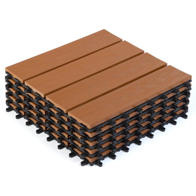 Idmarket - Set aus 5 Terrassenfliesen wodhy mit Klicksystem aus Holzverbundstoff mit Teak-Effekt