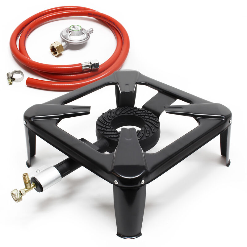 Campingkocher Set mit Gaskocher, Gasschlauch und Druckregler 28 mbar für Italien Outdoor Camping Gaskocher Set - Wiltec
