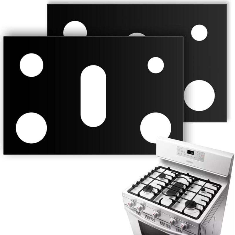 Set di 2 coprifornelli a gas, compatibili con la gamma di fornelli a gas Samsung, riutilizzabili, antiaderenti e lavabili.