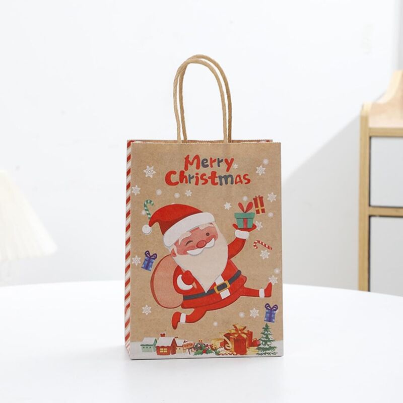 Set mit 10 braunen Weihnachtsgeschenktüten mit Henkeln – 27 x 21 x 11 cm – Kraftpapier – Geeignet für Snacks, Kleidung, Geschenke und Verpackungen
