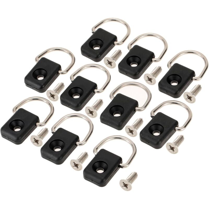 Set mit 10 D-Ringen für Kajak-Befestigung – D-Ring-Befestigungsschlaufe – Befestigungsringe – D-Ringe für Kajaks – D-Ringe – Befestigungsschlaufe –