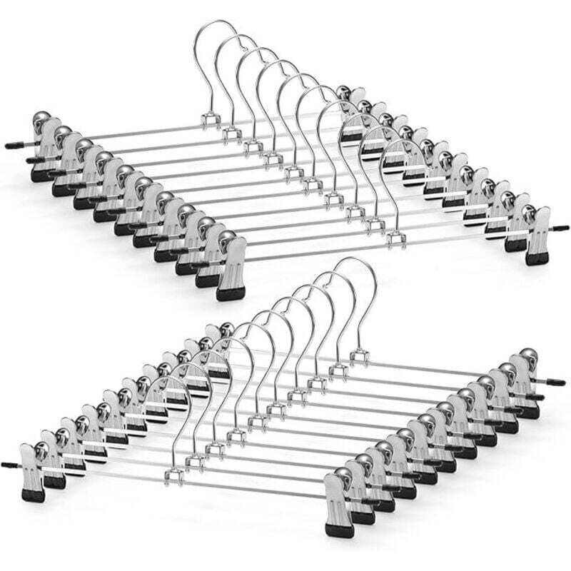 Set mit 10 Hosenbügeln mit verstellbaren, rutschfesten Clips – Metall – Platzsparend – Für Mäntel, Kleidung, Jeans, Kinder- und Erwachsenenbekleidung