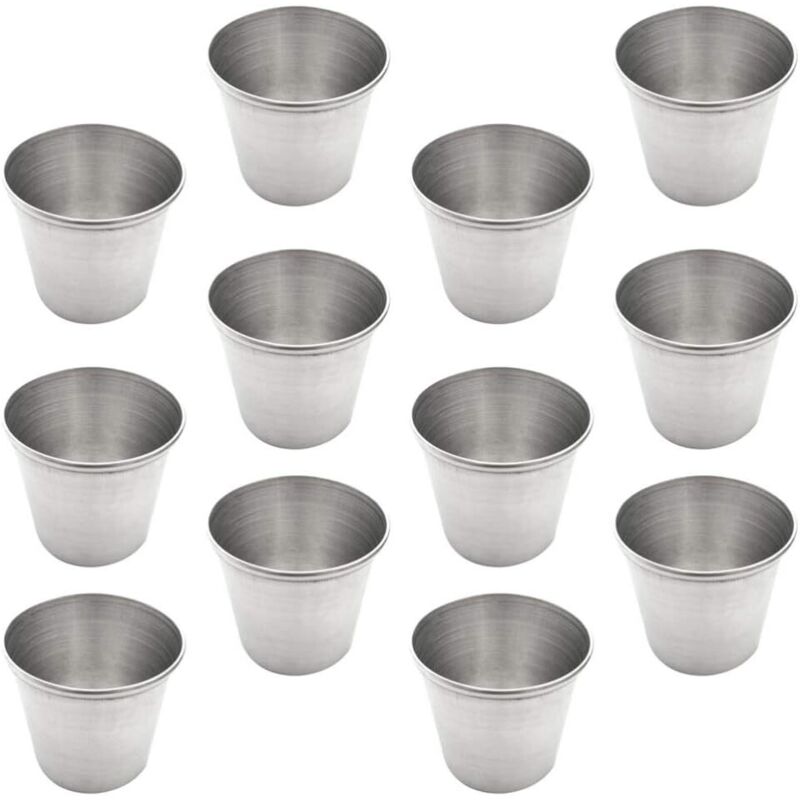 Set mit 12 Edelstahl-Trinkgläsern, tragbaren Edelstahl-Schnapsgläsern, Weingläsern für Whisky, Tequila-Likör (45 ml)