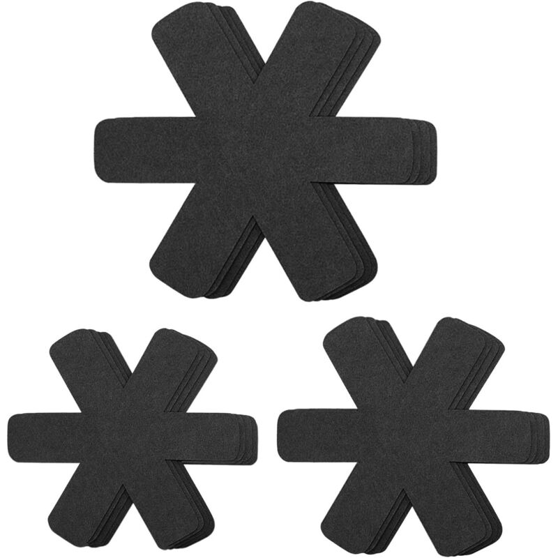 Set mit 12 verstellbaren, rutschfesten Filzgleitern für Pfannen, Töpfe und Schüsseln, zum Schutz vor Kratzern (schwarz)