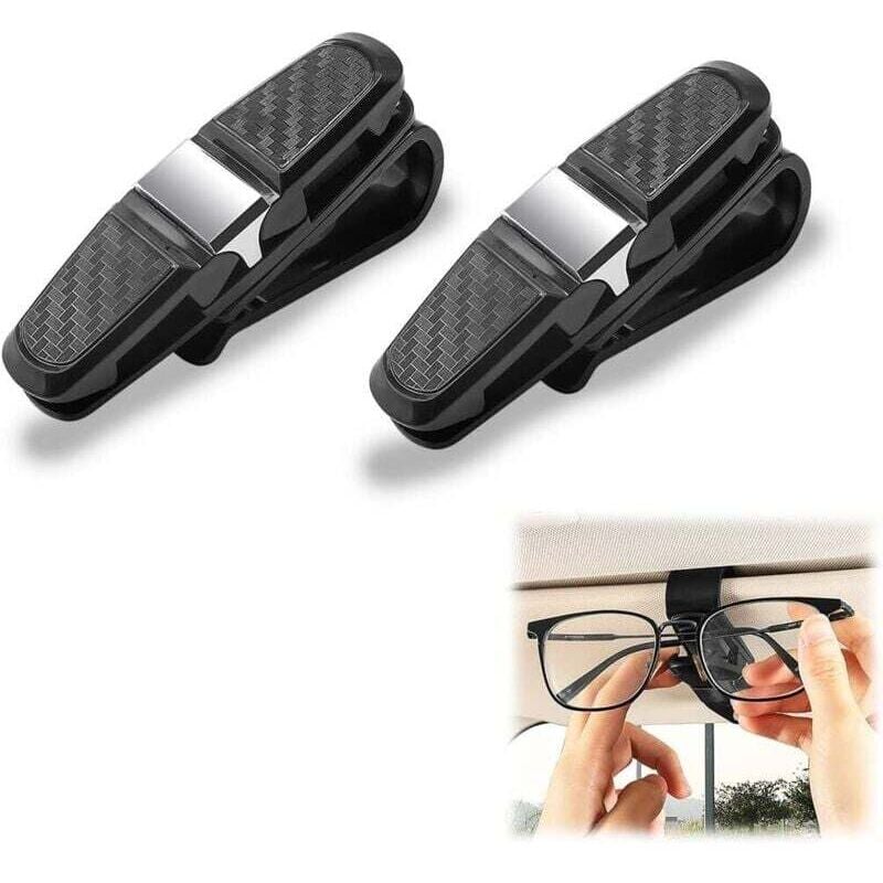 Set mit 2 Auto-Windschutzscheiben-Brillenclips, Auto-Brillenhalter, um 180 Grad drehbarer Auto-Brillenclip für die Auto-Windschutzscheibe