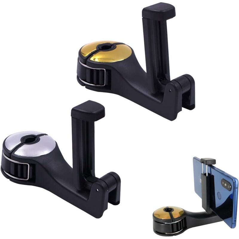 Set mit 2 Autohalterungen für Handys und andere Gegenstände, Haken für die Rückenlehne des Autos, zum Aufhängen von Handtaschen, Handys und kleinen