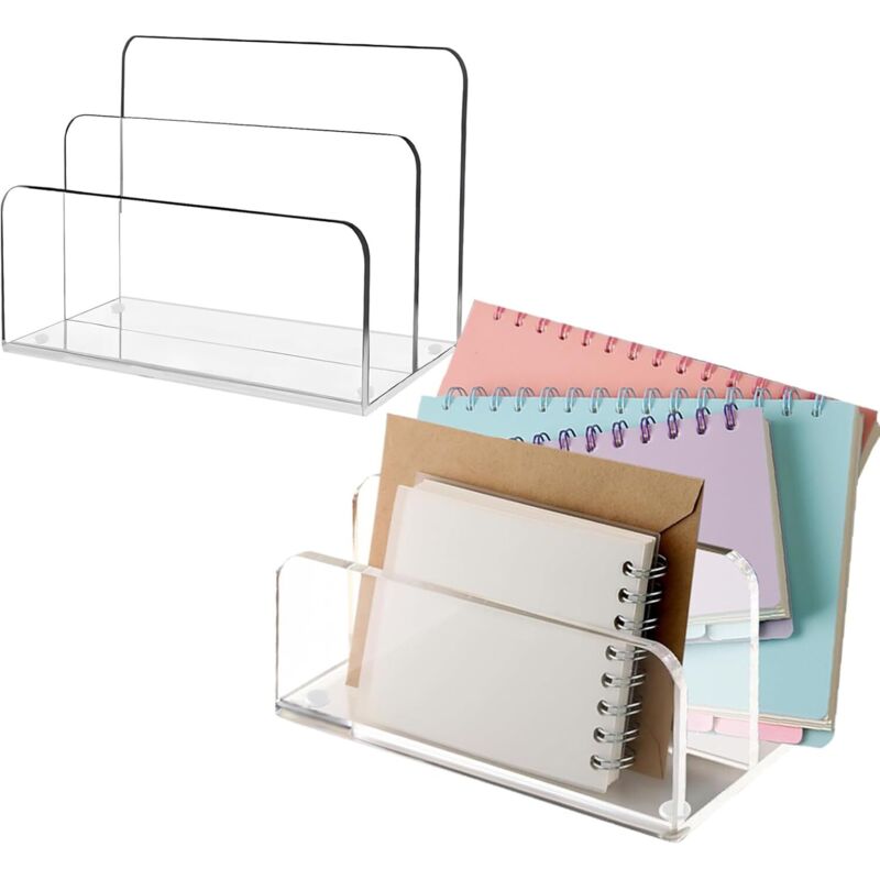 Set mit 2 Briefablagen fürs Büro, 2 transparente Acryl-Fächer, vertikaler Briefsortierer, modern, für Zuhause, Büro, Briefumschläge, Dokumente