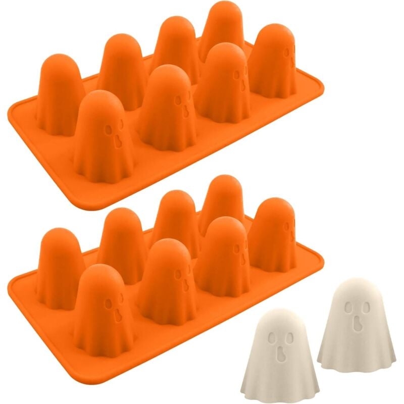 Set mit 2 Geister-Silikonformen, Silikonformen für Schokolade, Süßigkeiten, Kürbis,