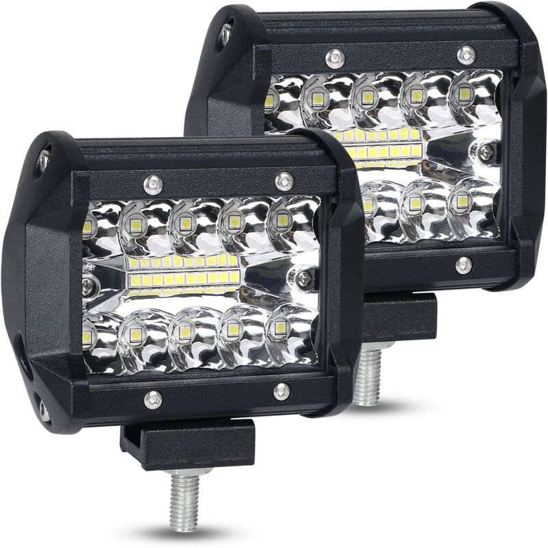 Set mit 2 LED-Lichtleisten, 12 V 60 W, IP68 wasserdicht, 10,2 x 10,2 cm, für LKW, Boot, Quad, SSV, SUV