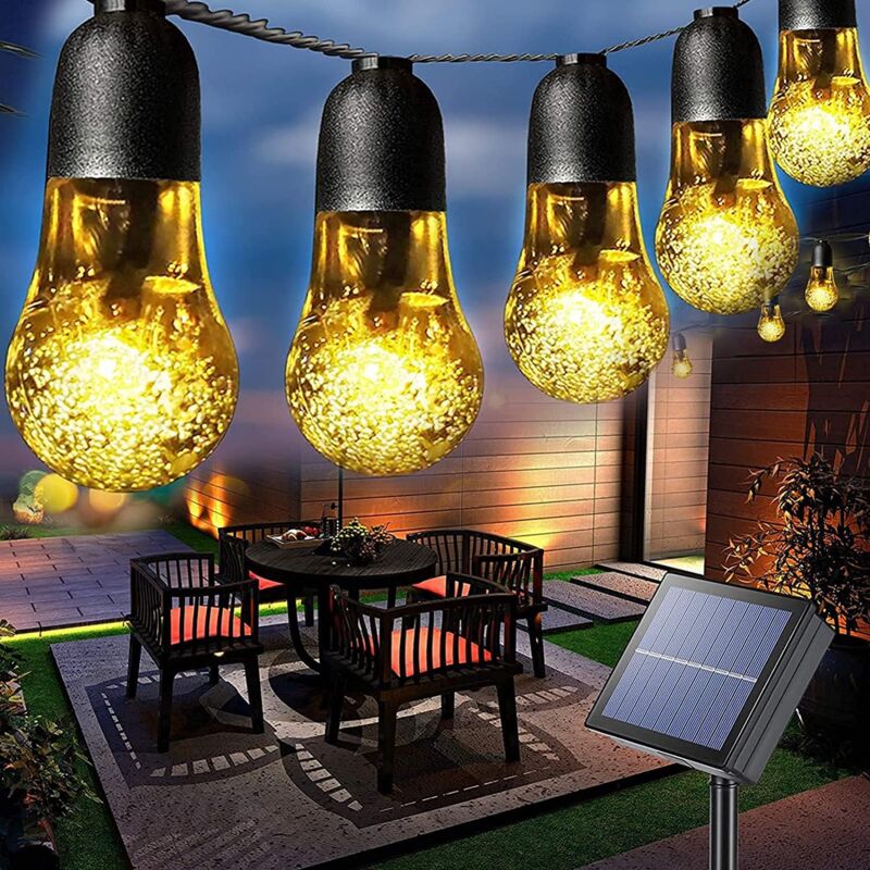 Solar-Lichterkette für den Garten, 7,6 m/30 Solarbirnen, wasserdicht, 8 Modi, Kristall, dekorative Beleuchtung für Garten, Zaun, Weihnachtsfeier,
