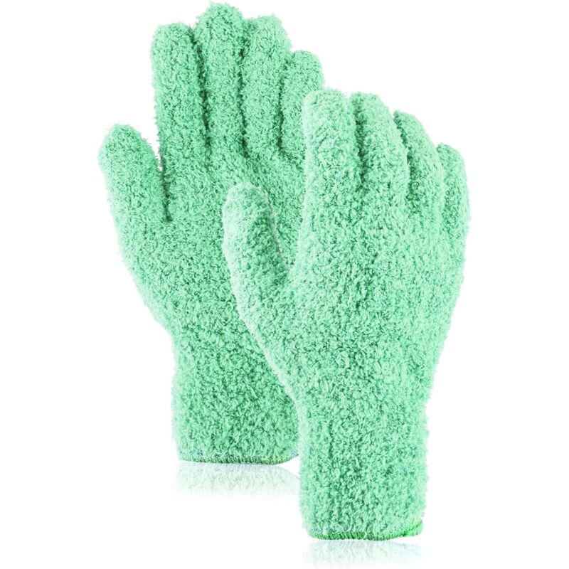 Set mit 2 Mikrofaser-Reinigungshandschuhen für Auto und Haushalt – Wiederverwendbar – Waschbar – Für Küche, Haushalt, Jalousien, Pflanzen, Spiegel,