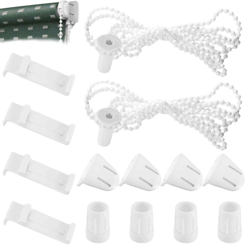 Set mit 2 Rollohalterungen, Rollozubehör-Set (17 mm/PVC/Kein Bohren erforderlich), Rollo ohne Bohren, Rollomechanismus, für Fensterrollos, Rollos usw.