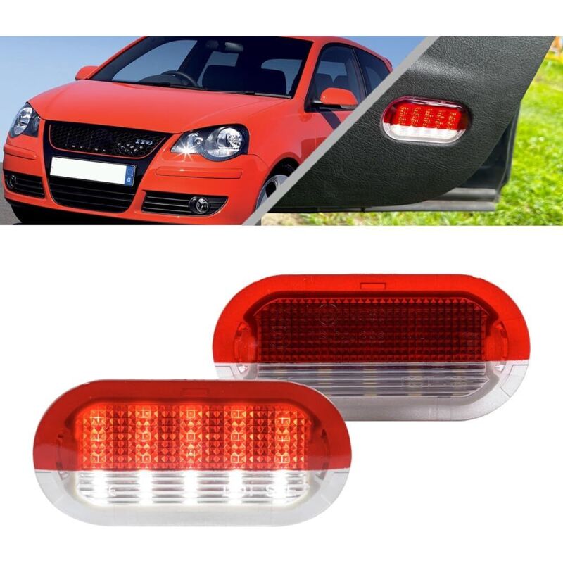 Set mit 2 weißen und roten LED-Einstiegsleuchten für die Türen, zur Montage unterhalb der Blinker, kompatibel mit VW Golf MK3 MK4, Jetta, Beetle,
