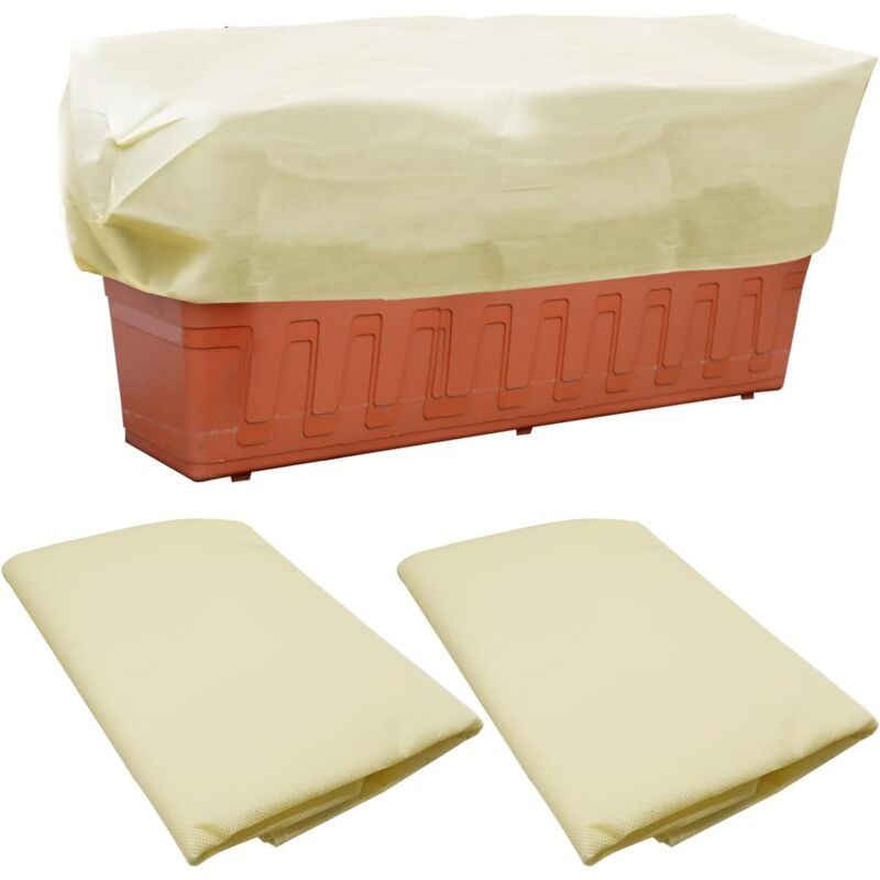 Set mit 2 Winter-Pflanzenschutzhüllen, rechteckige Hüllen für Blumentöpfe, Frostschutzhüllen für Freilandpflanzen mit Kordelzug – Quadratisch mit