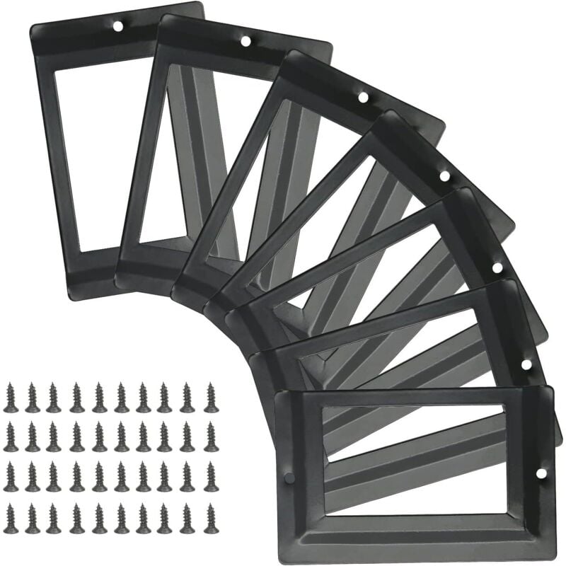 Set mit 24 Etikettenhaltern im Antik-Stil, 81 mm x 51 mm, Metallrahmen für Visitenkarten, für Bücherschubladen, Büroschränke, mit Schrauben (schwarz)