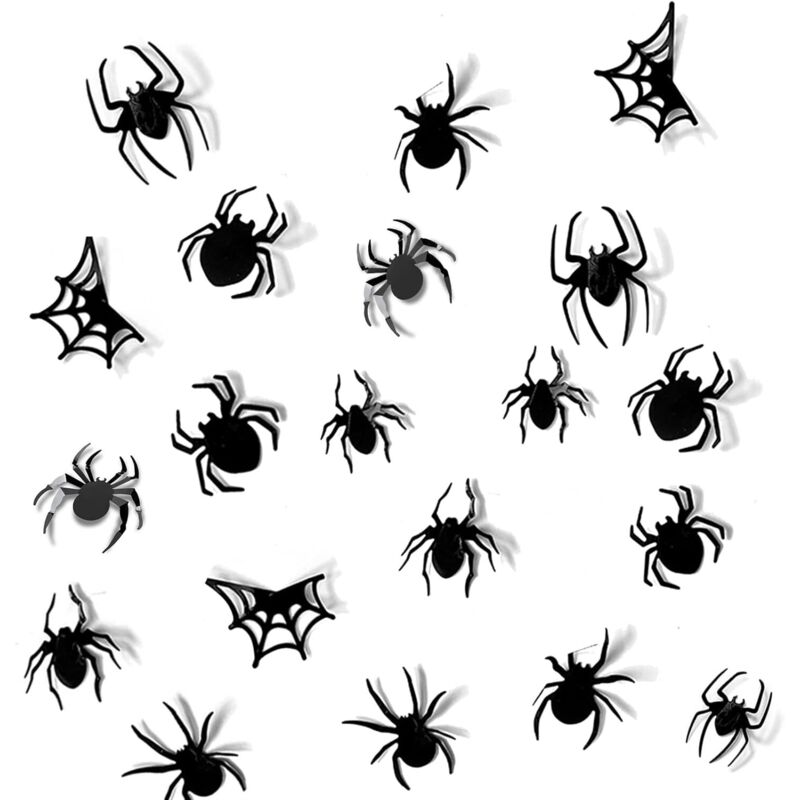 Set mit 27 dekorativen Spinnenaufklebern für Halloween, 3D-Spinnen, 9 Größen, Halloween-Wanddekoration